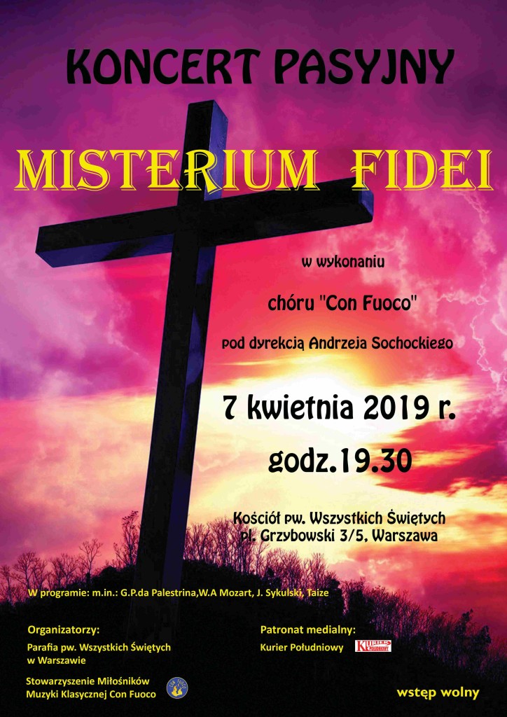 Plakat koncert pasyjny Warszawa 04.2019