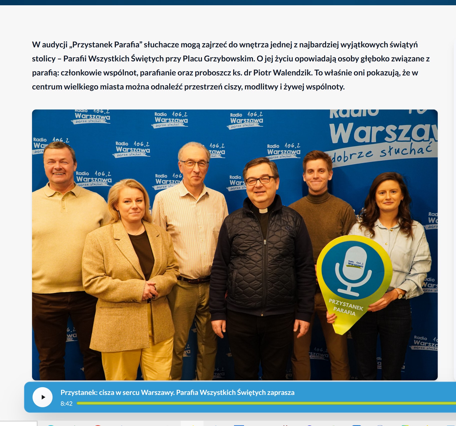 „Przystanek Parafia” w Parafii Wszystkich Świętych – audycja Radia Warszawa 106,2 FM